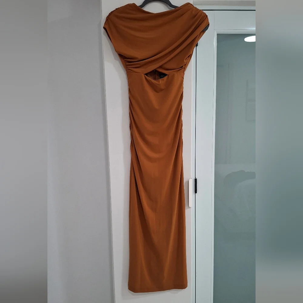 ZARA DRAPED CUT OUT DRESS - Picture 14 of 15